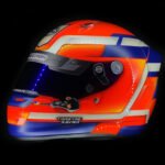 casque karting personnalisé orange fluo bleu TL Design